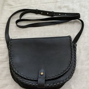 Madewell Whipstitch saddle bag purse leather black